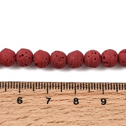 染色された合成溶岩石ビーズの連  ラウンド  クリムゾン  6mm  穴：1.2mm  約63個/連  14.76''（37.5センチメートル）&nbsp;GG-CBAAE19-06A-03