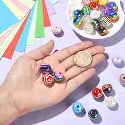 30 шт. гальванические непрозрачные полосатые европейские бусины из смолы&nbsp;RESI-CJ0003-10