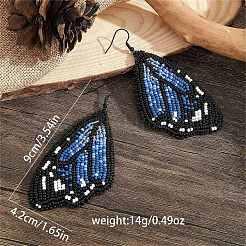 Серьги-подвески ручной работы из стекла с зелеными крыльями бабочки в стиле бохо&nbsp;CZ4126