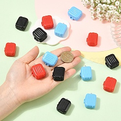 15個3色不透明樹脂ペンダント  スーツケースチャーム  プラチナ鉄ループ付き  ミックスカラー  31.5~32.5x23~24x14~14.5mm  穴：2mm  5個/カラー&nbsp;RESI-YW0006-47
