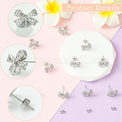 5 пара фурнитуры для сережек-гвоздиков из латуни с покрытием и кубическим цирконием&nbsp;KK-SC0006-78P