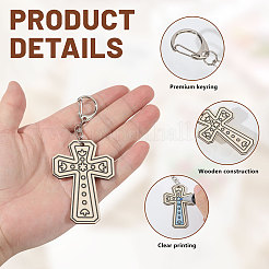 36 Stück 12 Stile unfertiger Holzkreuz-Schlüsselanhänger&nbsp;DIY-GL0006-34