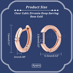 4 Paar Creolen mit durchsichtigen Zirkonia&nbsp;EJEW-NB0001-11RG
