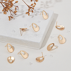 12 шт. латунная ажурная каплевидная фурнитура для сережек-гвоздиков&nbsp;KK-BC0010-94