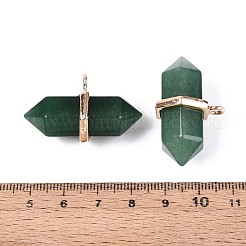 Pendentifs pointus à double borne en aventurine verte naturelle&nbsp;G-N345-09G
