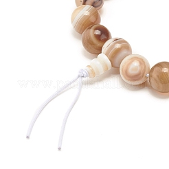 Браслет из круглых бусин из натурального агата&nbsp;BJEW-JB07235-05