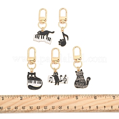 5 шт. подвеска из сплава и эмали на тему кошек и музыки HJEW-FS00035-03