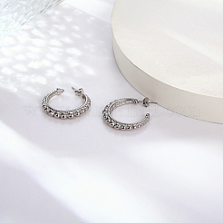 304ステンレススチールスタッドピアス  女性用ハーフフープピアス  ステンレス鋼色  28x5mm&nbsp;QB0948-1