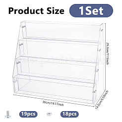 Présentoir organiseur à 4 niveau en acrylique et PVC pour cartes postales et broches&nbsp;ODIS-WH0108-041B