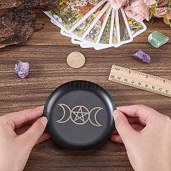 430ステンレス鋼製ウィッカ祭壇プレート  魔術と魔術師のタロット用品  ラウンド  ブラック  100.5x9.5mm&nbsp;AJEW-WH20070-290A-01