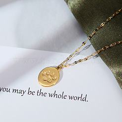 Овальные подвески из нержавеющей стали 304 с отпечатками лап для женщин&nbsp;FS-WG54FDA-01