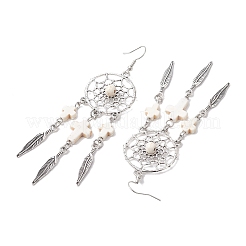 Серьги-подвески из искусственной бирюзы EJEW-JE06330-02