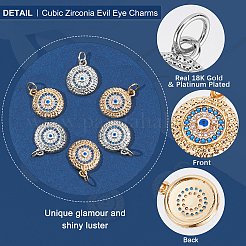 6 Stück 2 Farben Messing Micro Pave Zirkonia Anhänger&nbsp;ZIRC-BBC0003-68C
