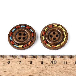 包装されたカラフルな糸でラウンド4 holebuttons  ウッドボタン  サドルブラウン  直径25mm&nbsp;X-NNA0Z51