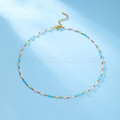 Ожерелья из кубических бусин в морском стиле из латуни и синтетических камней для женщин в подарок на свидание в отпуске FE9405