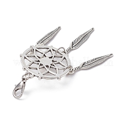 Тканая сетка/паутина с подвеской из сплава в тибетском стиле с перьями X1-HJEW-JM01387-02