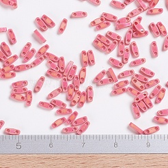 MIYUKIクォーターティラビーズ  日本製シードビーズ  2穴  （qtl408fr）マットな不透明な赤ab  5x1.2x1.9mm  穴：0.8mm  約2400個/50g&nbsp;SEED-X0054-QTL408FR