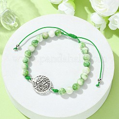 Pulseras de cuentas trenzadas de jade blanco teñido natural&nbsp;BJEW-JB09856-01