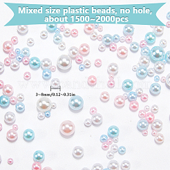 プラスチックビーズ2セット  穴がない  ラウンド  ライトスチールブルー  3~7.5mm  約750~1000個/セット&nbsp;KY-SC0002-24F
