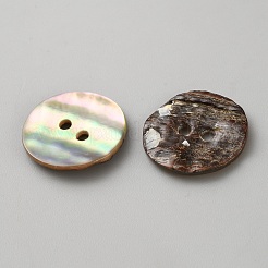 天然の貝ボタン  2穴  フラットラウンド  カラフル  17.5x2.5mm  穴：2mm&nbsp;BUTT-WH0024-041E
