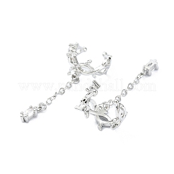 Серьги-каффы из латуни с микропаве и кубическим цирконием EJEW-C086-08P