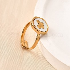 Кольца из нержавеющей стали 304 с ракушкой для женщин RJEW-A075-01G