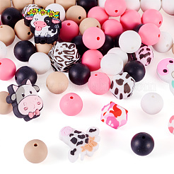 80 шт. круглые и полосатые бусины из пищевого экологически чистого силикона SIL-TA0002-68