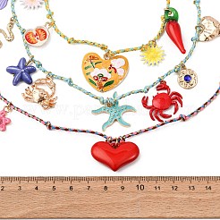 Ожерелья из хлопкового шнура с кисточками в виде красного сердца NJEW-F357-04KCG