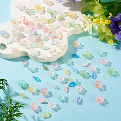 200 set di 2 ciondoli a forma di foglia in acrilico e copriperline a forma di fiore&nbsp;MACR-TA0002-91