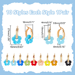 10 пара двухцветных серег-колец ручной работы в технике лэмпворк из нержавеющей стали 304&nbsp;EJEW-WR00001