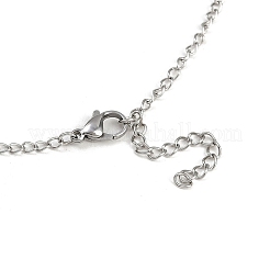 Хеллоуин 304 нержавеющая сталь панцирная цепь окрашенная синтетическая бирюза кисточки ожерелья NJEW-JN05370-02