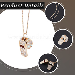 Collares con colgante de silbato de aleación de cristal y rhinestone&nbsp;NJEW-WH20001-24G-01