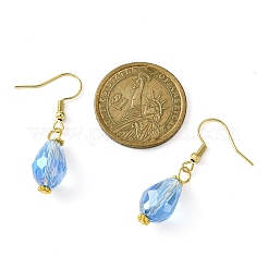 15 пара 15-х цветных стеклянных сережек-каплевидок с подвесками EJEW-JE05399