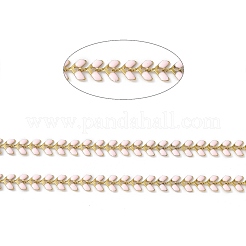 PVD真空メッキ304ステンレス鋼コブチェーン  エナメル  ハンダ付け  スプールで  ゴールドカラー  ピンク  7x6x1mm&nbsp;CHS-C004-01D-G
