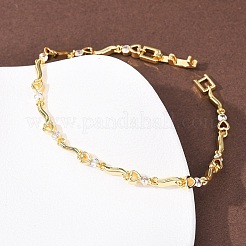 Латунные браслеты-цепочки с микропаве из прозрачных кубических цирконий для женщин&nbsp;BJEW-D387-02G