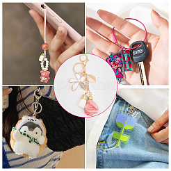 2 шт. 2-цветный брелок для ключей с цветком и стразами в виде листа&nbsp;KEYC-CA0001-44