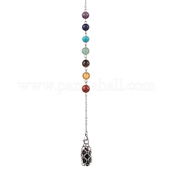 3 pièce 3 styles 304 chaîne en acier inoxydable pochette en macramé support de pierre vide pendules de radiesthésie&nbsp;PALLOY-JF02878