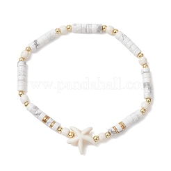 2 шт. эластичные браслеты из бусин натурального говлита и окрашенной синтетической бирюзы для женщин&nbsp;BJEW-JB13216