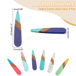 12шт 6 цвета смолы и орехового дерева большие подвески RESI-HY0001-17