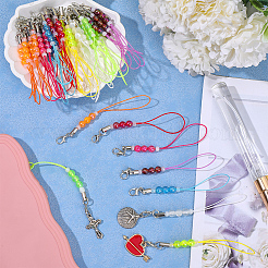 48 шт. 8-х цветные полиэстеровые ремешки для мобильных телефонов&nbsp;HJEW-GF0001-71