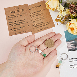 2 шт. 2 стиля сплава с бусинами из драгоценных камней и железными брелоками KEYC-FH0001-63