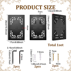 松材と鉄製の刀ホルダースタンド  ブラケットサムライソードディスプレイイーゼル  長方形  260x170x15mm&nbsp;ODIS-WH0007-99C