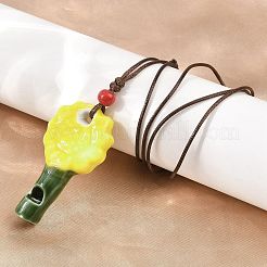 Verstellbare Sonnenblumen-Porzellanpfeifen-Anhänger-Halskette mit gewachster Kordel für Damen&nbsp;LS-FB-CBA68CE-01B