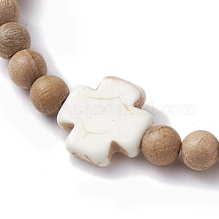 Bracelets extensibles en perles de bois rondes de 6 mm&nbsp;BJEW-JB10312-02