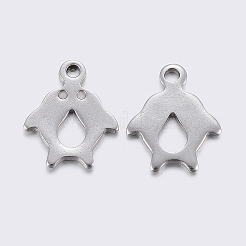 変色しにくい304ステンレススチールチャーム  イルカ  ステンレス鋼色  12.5x10x1mm  穴：1.2mm&nbsp;STAS-F159-56P