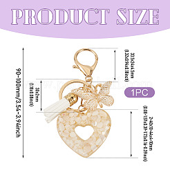 Porte-clés en résine en forme de cœur avec papillon&nbsp;KEYC-TADJ0001-01D