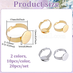 20 stücke 2 farben einstellbare 304 edelstahl finger ringe komponenten&nbsp;STAS-NB0002-74