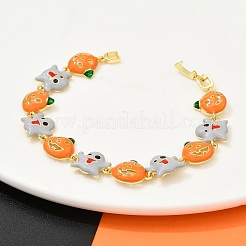 Браслеты из латуни и эмали для женщин на Хэллоуин BJEW-B149-01P
