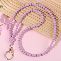 Силиконовый шейный ремешок для удостоверения личности в форме розы NJEW-SW00028-10