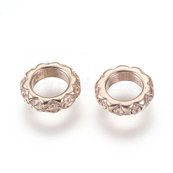 316サージカルステンレスビーズ  大穴ビーズ  リング  ローズゴールド  8.5x2.5mm  穴：5mm&nbsp;STAS-F195-074RG